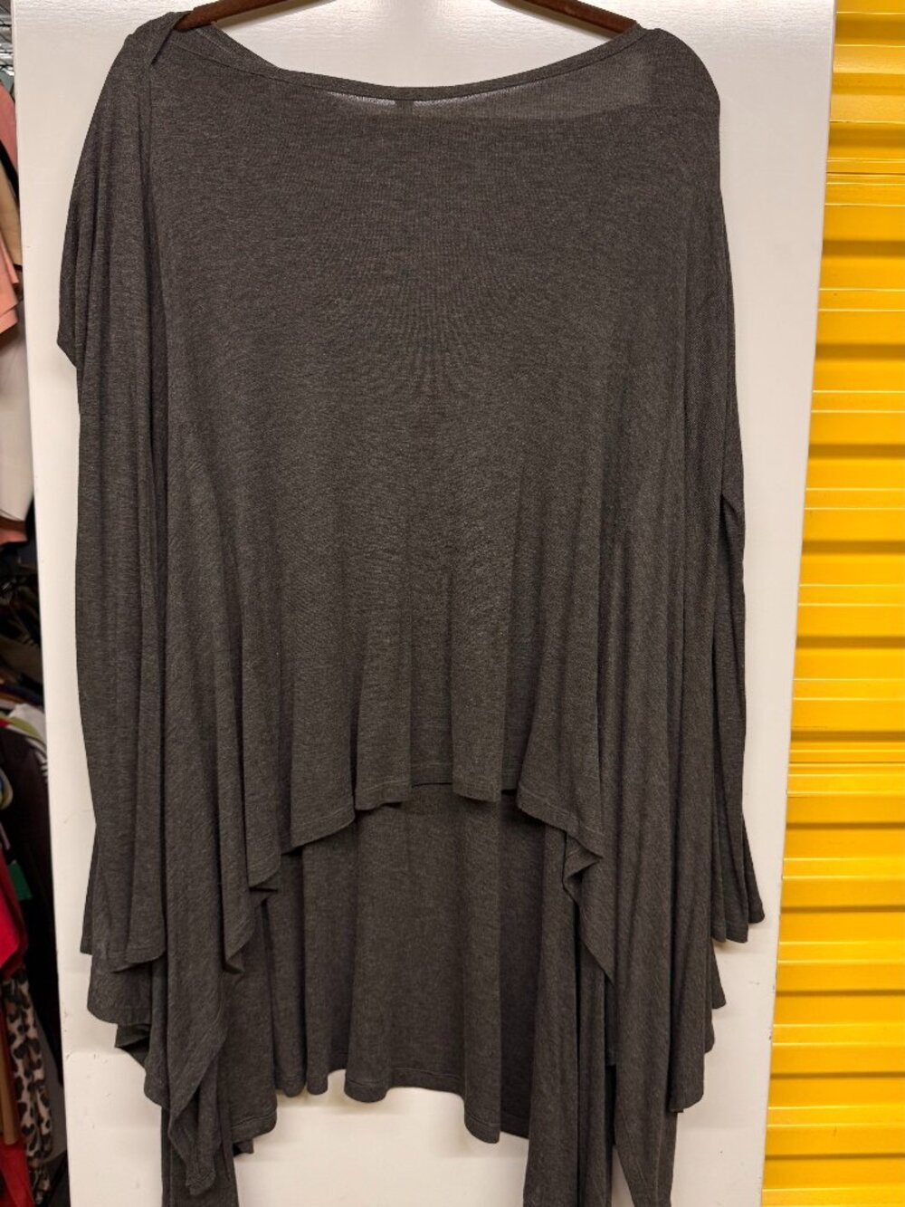 CAbi Charcoal Gray Multi Topper Tunic - Asymmetrical Hem - Small